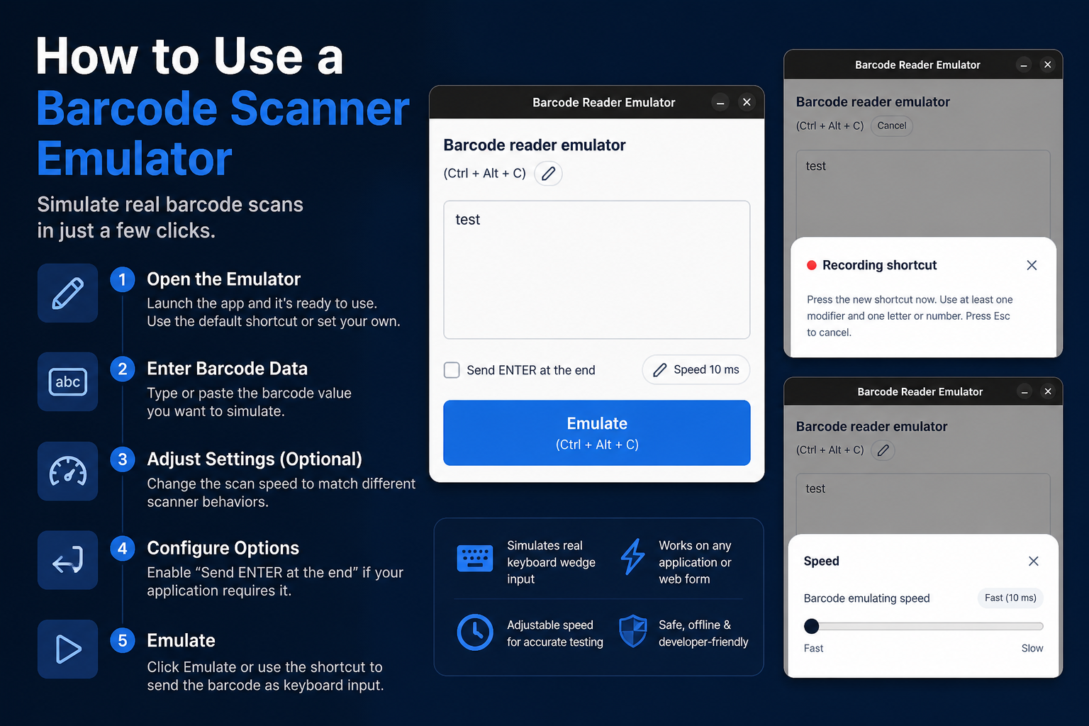 Step-by-step barcode scanner emulator guidance tailored to development and QA workflows.